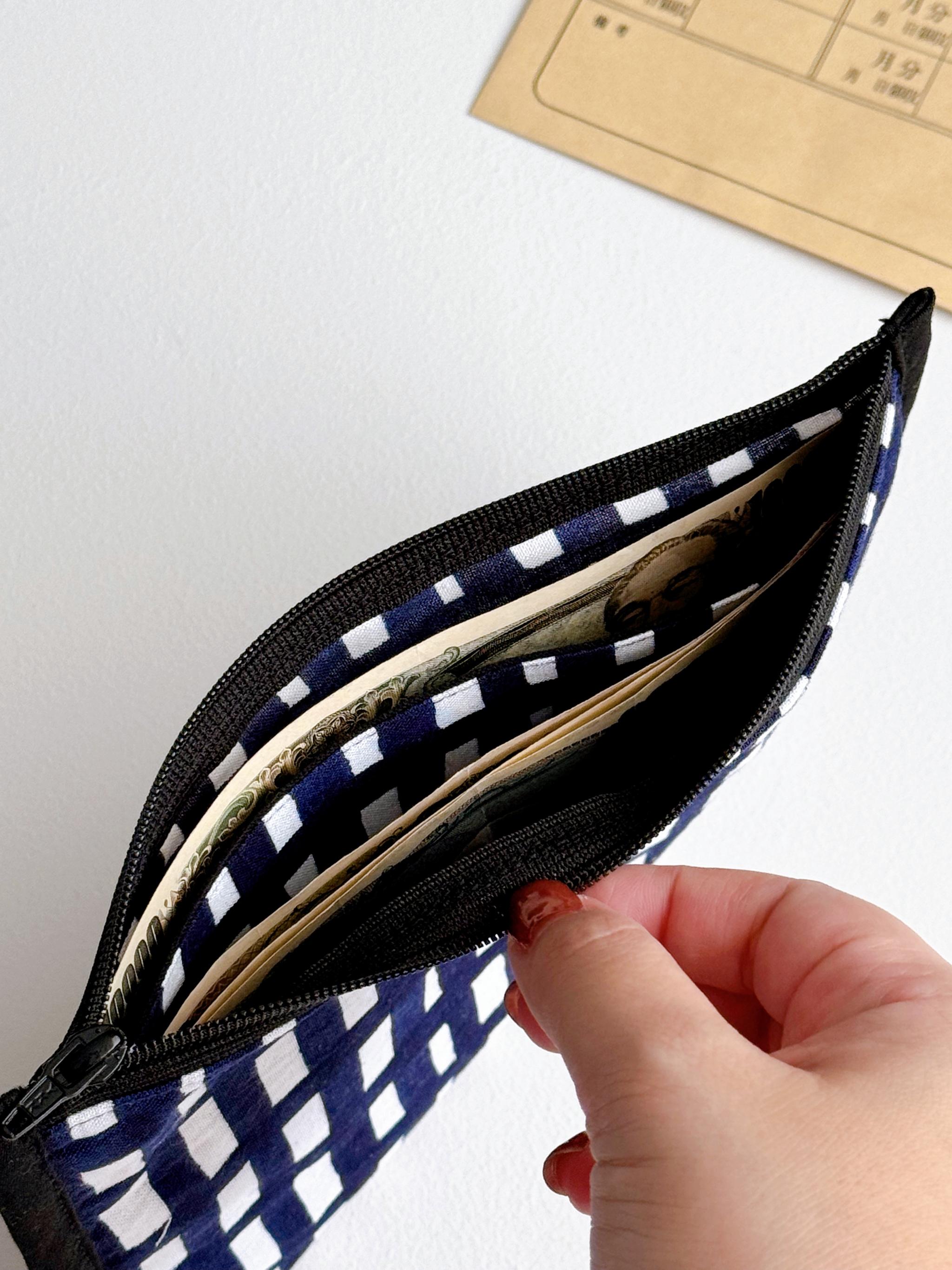 簡単仕分け！お金管理ポーチ♡ ⁡【片面クリアタイプ】sora check white | 3枚目