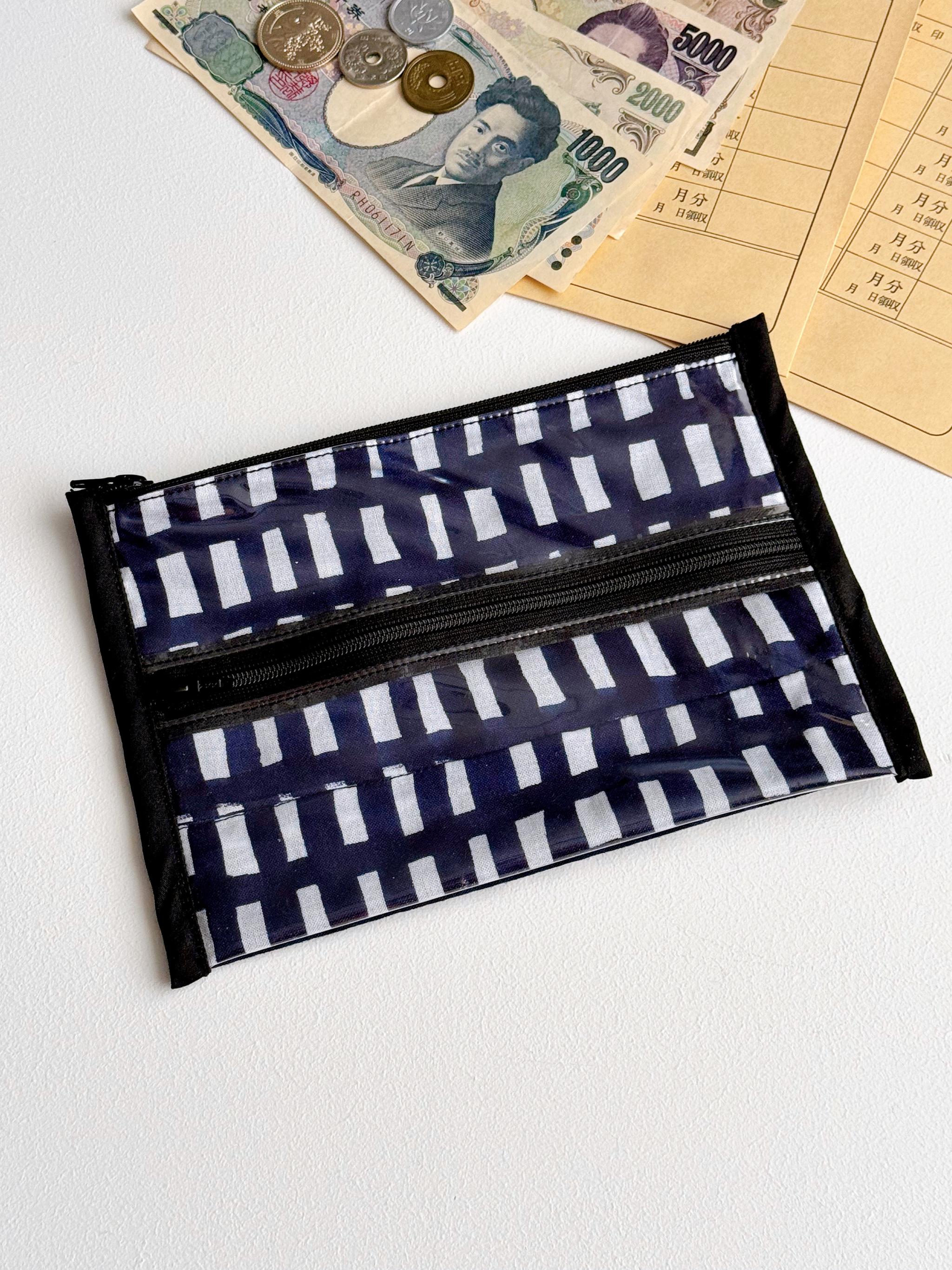 簡単仕分け！お金管理ポーチ♡ ⁡【片面クリアタイプ】sora check white | 4枚目
