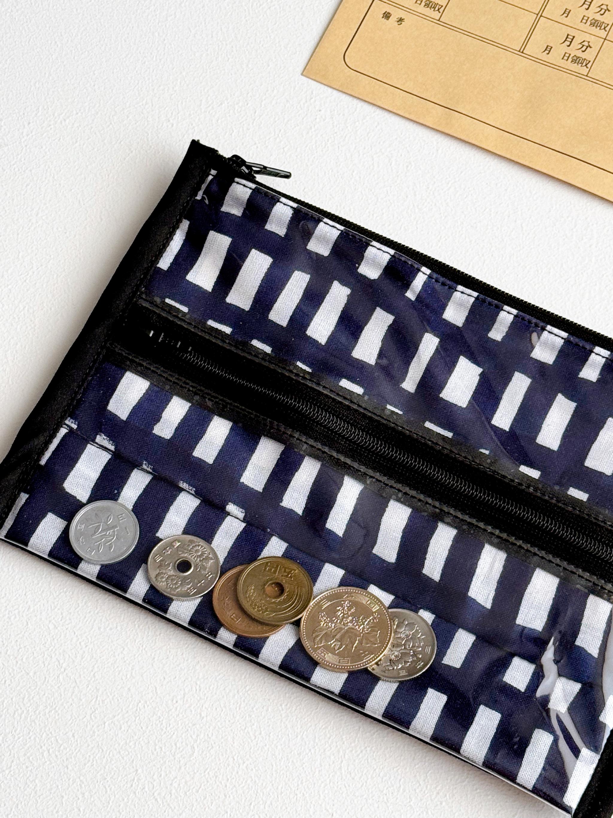簡単仕分け！お金管理ポーチ♡ ⁡【片面クリアタイプ】sora check white | 5枚目