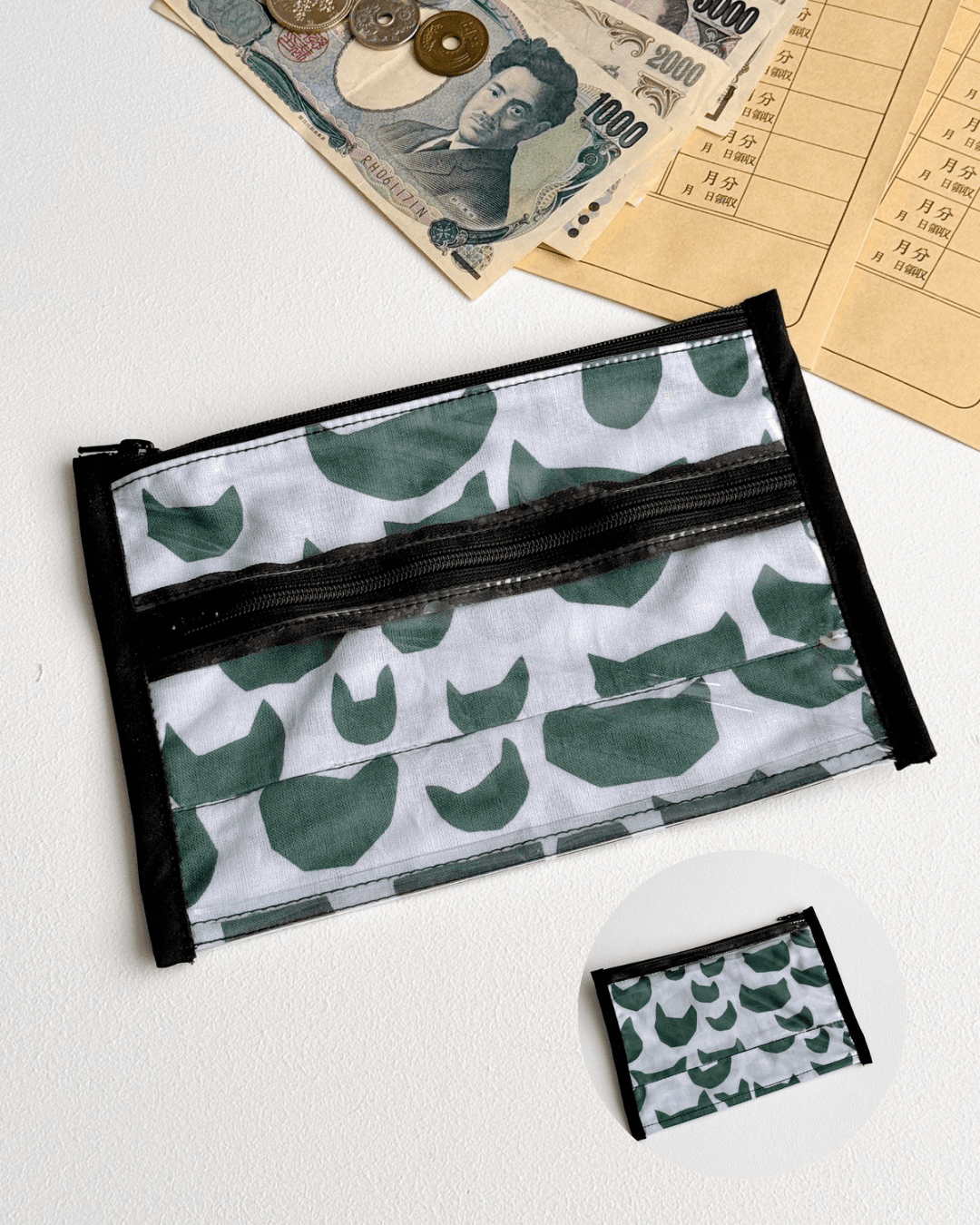 簡単仕分け！お金管理ポーチ♡ ⁡【両面クリアタイプ】anone-anone light blue1枚目の画像