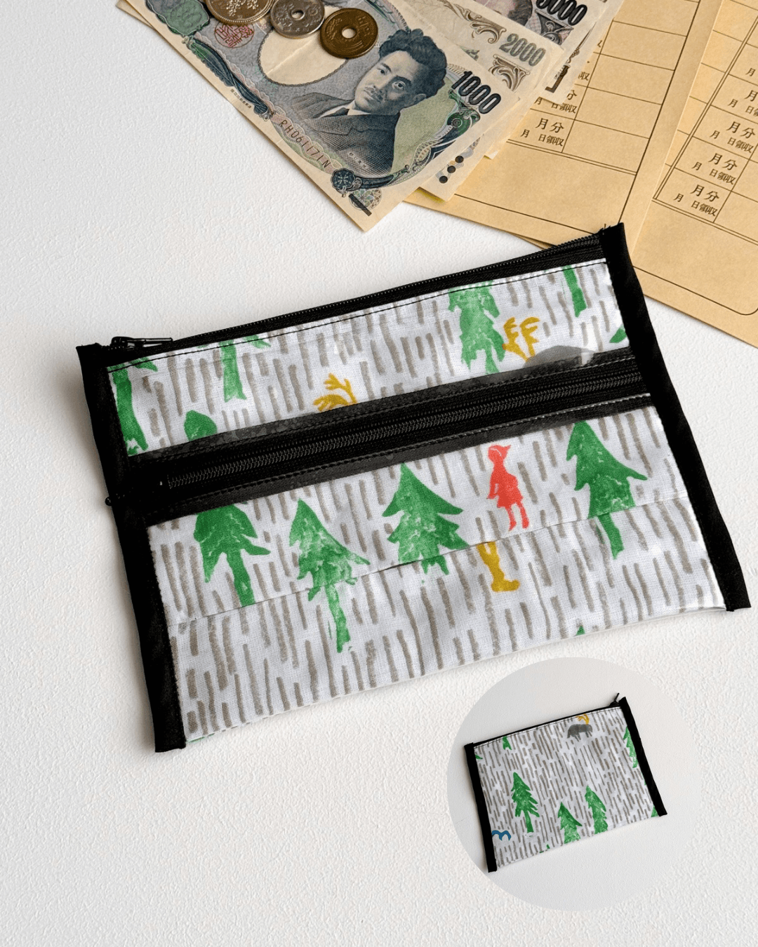 簡単仕分け！お金管理ポーチ♡ ⁡【片面クリアタイプ】one day white1枚目の画像